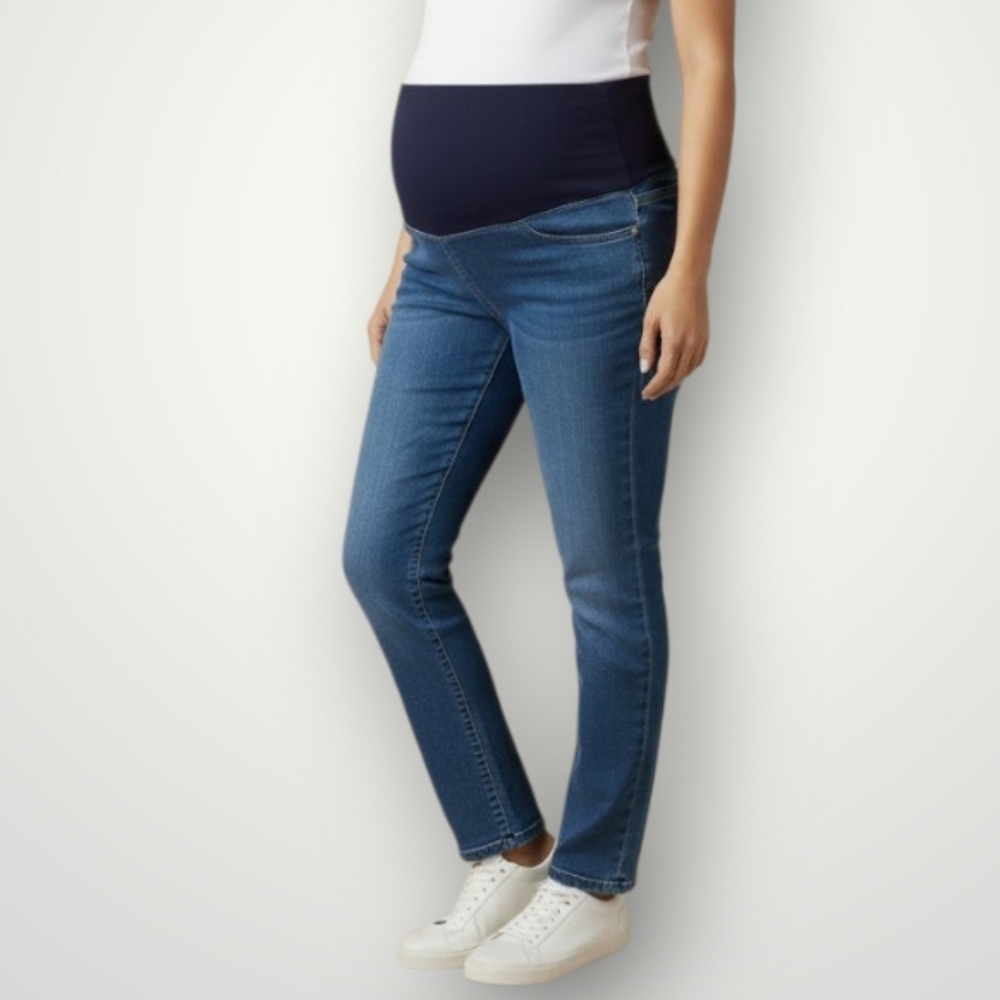 Motherhood Maternity Dark Blue Denim Jeans with Navy Belly Panel